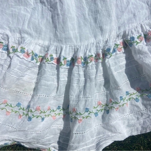 ByTimo Embroidered 100% Cotton Voile Smocked Lattice Lace Peasant Top Sz S - Picture 4 of 9